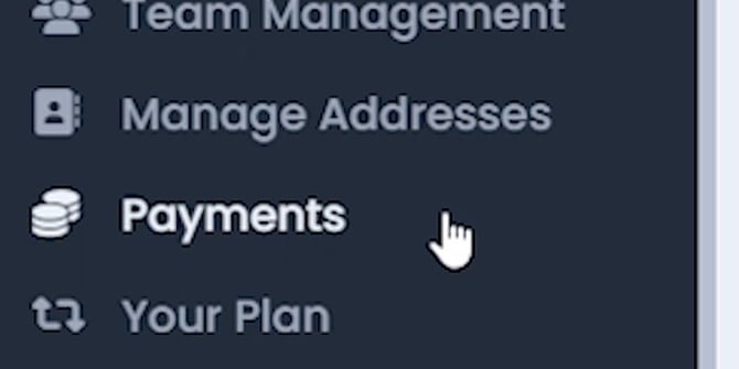BookVault sidebar with the cursor clicking the Payments link under Your Account