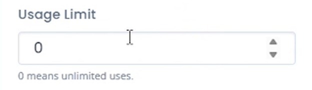 Usage Limit field with 0 means unlimited uses helper text