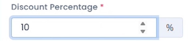 Discount Percentage field set to 10 percent