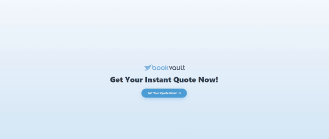 Bookvault homepage with the Get Your Instant Quote Now heading and blue Get Your Quote Now button